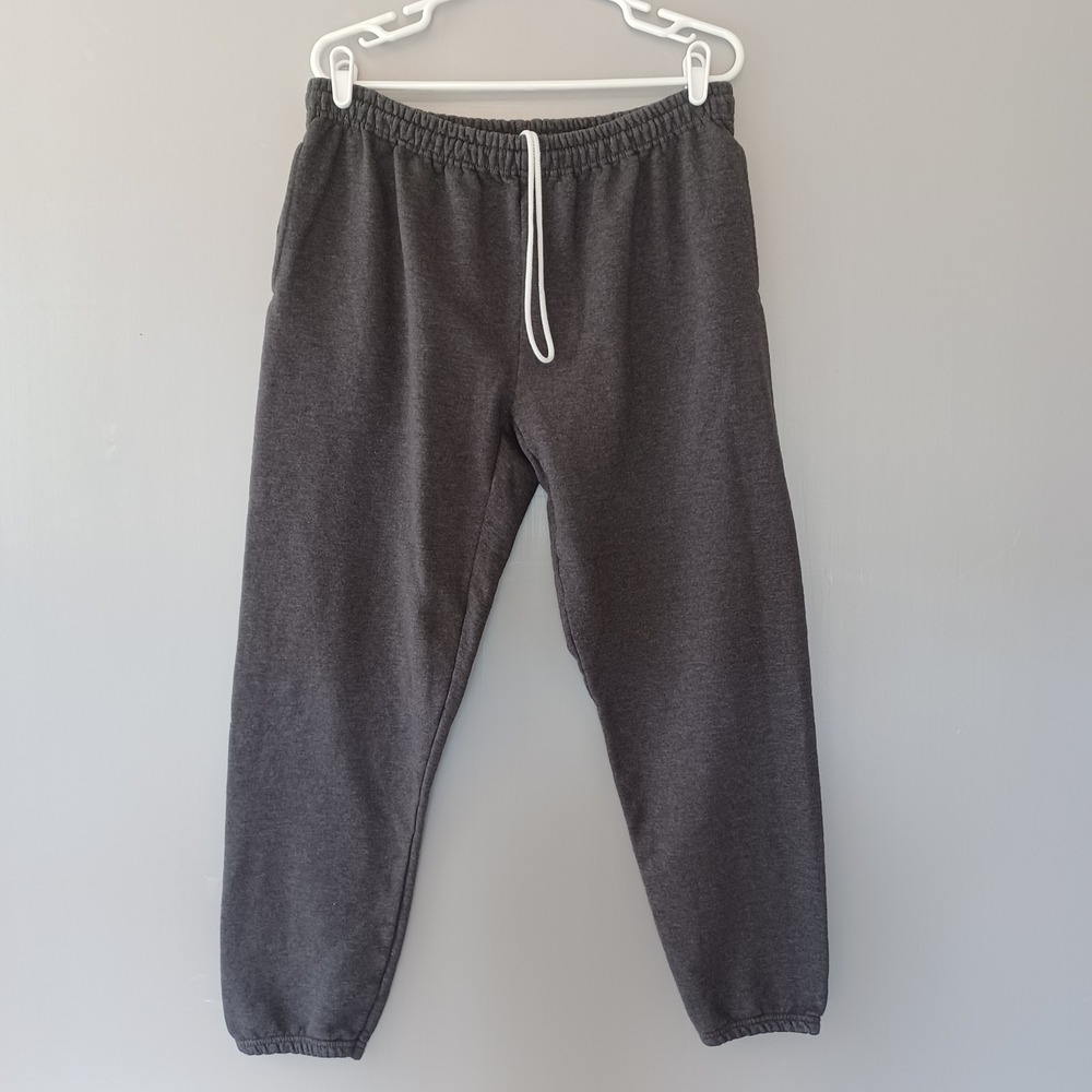 Athletic Works Sweatpants Mens L Charcoal Grey Fleece Joggers Elastic Drawstring